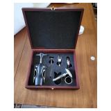 Bar accessories in wooden box