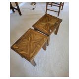Two small wooden tables