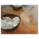 Crystal punch bowl cup set, serving plate, milk