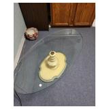 Oval glass top coffee table
