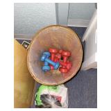Baskets, dumbbell weights