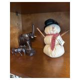 Wooden elephants, Snowman