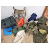 Camping supplies, backpack, canteen, cooler, etc.