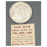 1921 PEACE silver dollar with Friday 11/10/61
