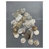 41 Mercury dimes, nine Roosevelt dimes, all silver
