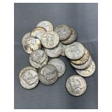 20 Franklin half dollars two 1954, one 1955, one