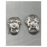Happy sad Jester pins sterling silver the Kalo