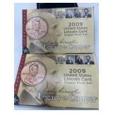 Two 2009 US Lincoln Cent copper Proof Sets