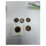 1859, 1868, 1881, 1900 & 1901 Indian Head Cents.