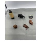 Wood carved elephant (one tusk broken),  two