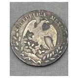 1877 Mexico, eight Reals silver coin