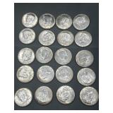 20 1964 Kennedy half dollars appear almost