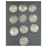 10 Philadelphia Mark half dollars walking l