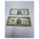 Series 1928 G Red Seal $2.00 bill and Series 1