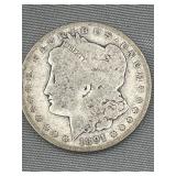 1891 0 Morgan silver dollar