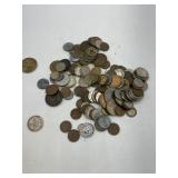 Bag full of foreign coins