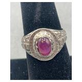 Silver ring from China, a ruby