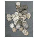 50 Various date Barber dimes