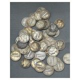 50 Various date Mercury dimes