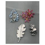 Disney Eeyore, pewter, pin, flower pin, coral