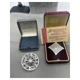 Two pewter pens, Saint Justin pewter Celtic