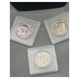 Three bicentennial Kennedy half dollars 2D mint