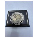 1935 Peace Silver dollar in silver tone Bezel