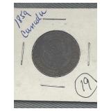 1859 Canada one cent coin