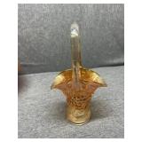 Imperial Carnival glass grape pattern basket -