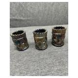 3 Indian Head Toothpick holders.  One marked St.