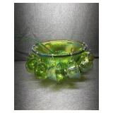 Green Indiana Glass Punchbowl set - Large bowl &