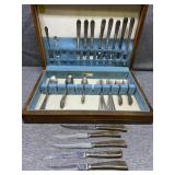 Rogers Brothers silverware set, box and steak