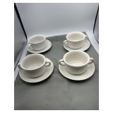 4 unmarked soup bowl & trays