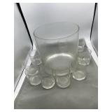 Vintage clear glass punch bowl with 12 cups and