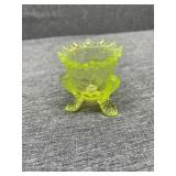 Vaseline glass footed toothpick