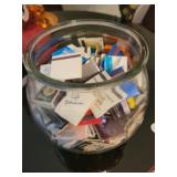 Glass container with matchbox collection