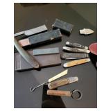 Pocket knives, sharpening stone, straight razor