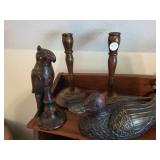 Candlesticks, Parakeet, Duck decoy