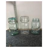 2 Atlas and 1 Clear Fruit Jar