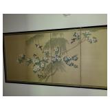 Oriental four section wall art with flowers