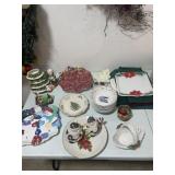 Christmas dishes:  Spode plate, Santa cream &
