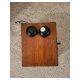 Small oak phone box with bells and crank - rings.
