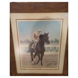 Signed print :  Framed picture:  Jockey & Race