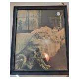 Picture:  Little girl sleeping with Collie dog