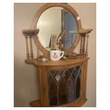 Oak mirrored cabinet from late 19th or early