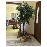 Artificial tree with Brass Lion carved Base