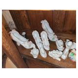 Glass shoe collection and vases