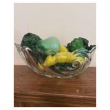 Crystal bowl full of glass fruit