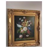 Gold framed picture - Flowers - 34x30