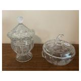 Two covered candy dishes